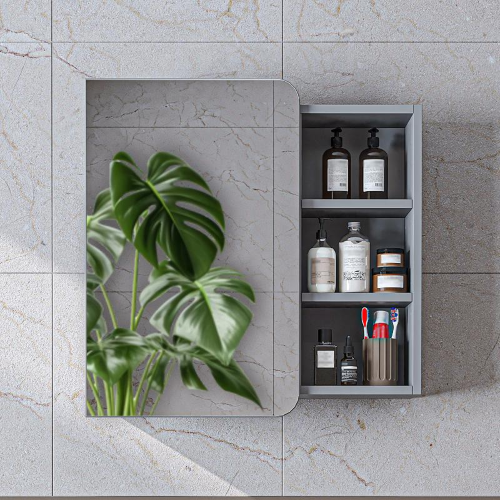 Specchio bagno contenitore 1 anta mensola 70xH60 grigio Mistral