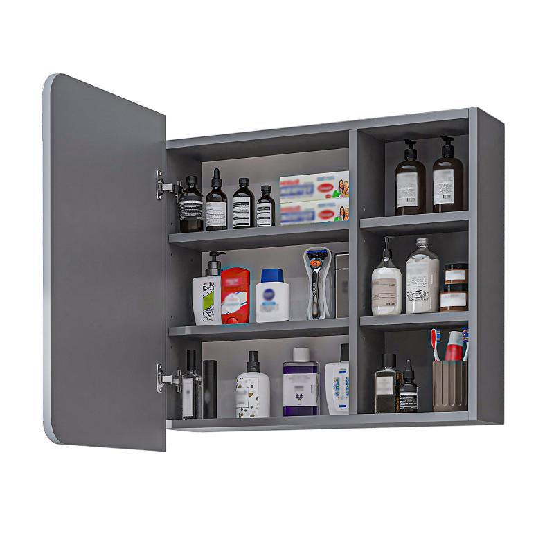 Specchio bagno contenitore 1 anta mensola 70xH60 grigio Mistral