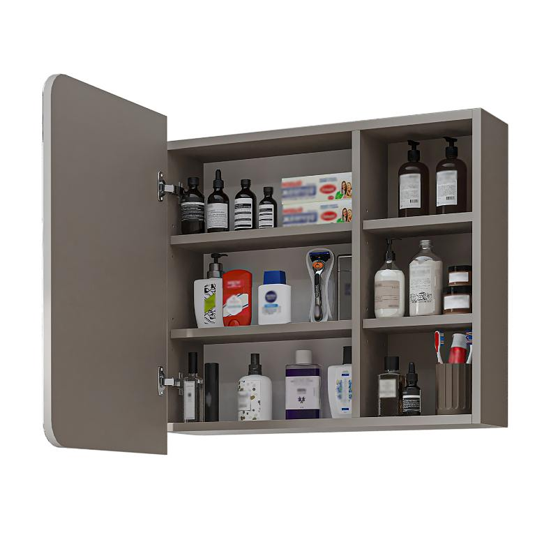 Specchio bagno contenitore 1 anta mensola 70xH60 tortora Mistral