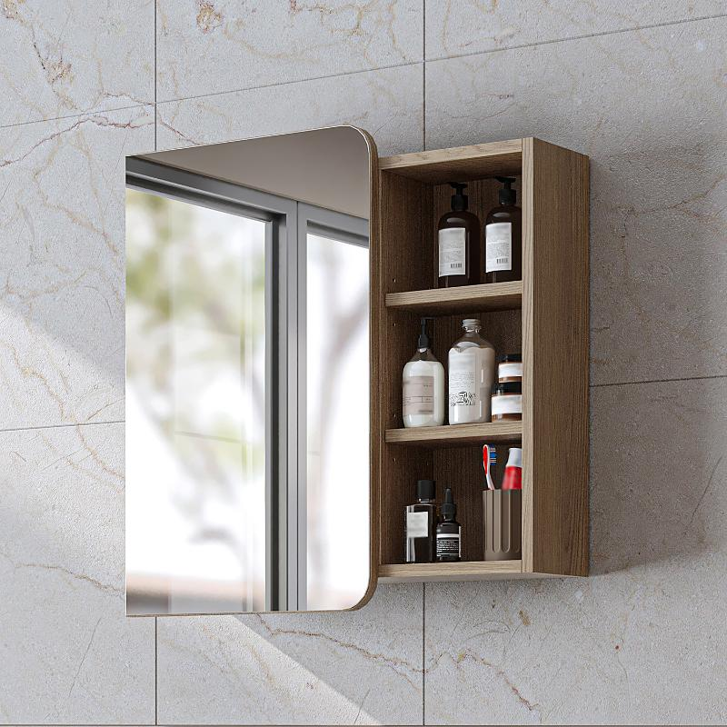 Specchio bagno contenitore 1 anta mensola 70xH60 rovere Mistral