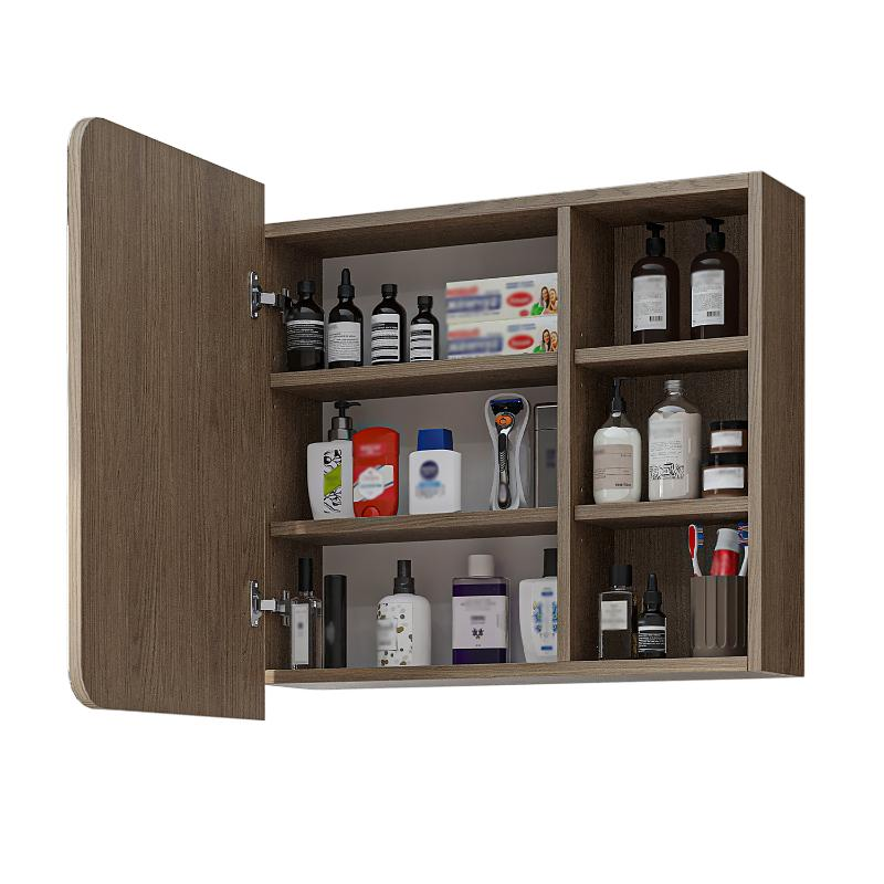 Specchio bagno contenitore 1 anta mensola 70xH60 rovere Mistral