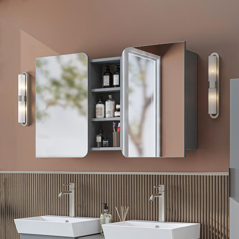 Specchio bagno contenitore 2 ante mensola 115xH60 grigio Mistral