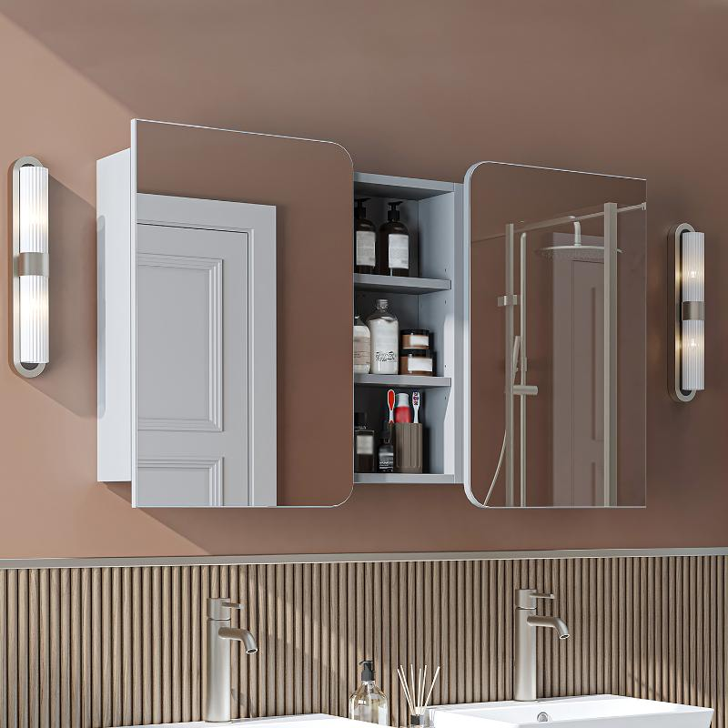 Specchio bagno contenitore 2 ante mensola 115xH60 grigio Mistral