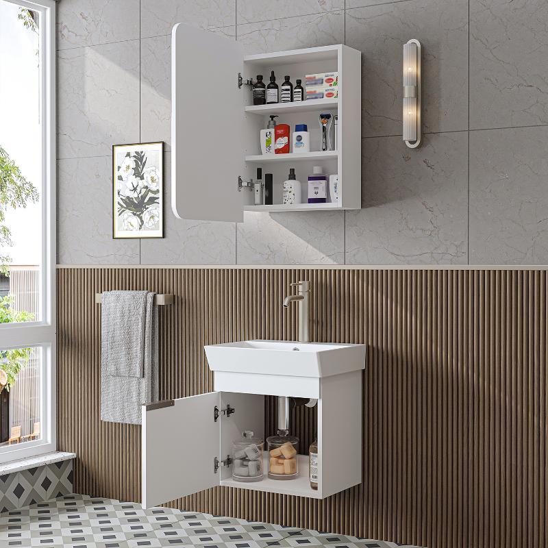 Mobile bagno sospeso lavabo specchio 50 cm bianco Mistral