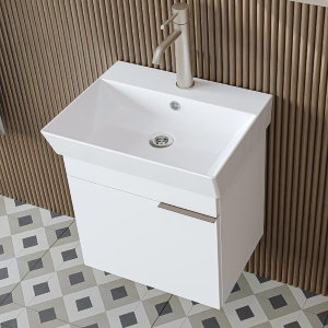 Mobile bagno sospeso lavabo specchio 50 cm bianco Mistral