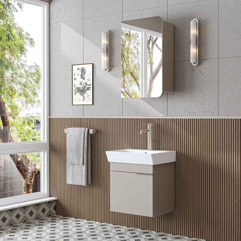 Mobile bagno sospeso lavabo specchio 50 cm tortora Mistral