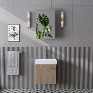 Mobile bagno sospeso lavabo specchio 50 cm rovere Mistral