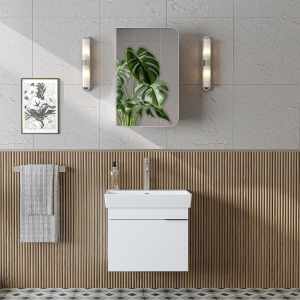 Mobile bagno sospeso lavabo specchio 60 cm bianco Mistral