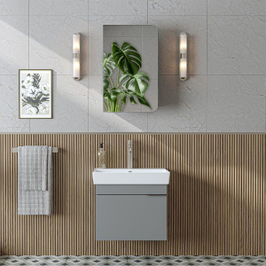 Mobile bagno sospeso lavabo specchio 60 cm grigio Mistral