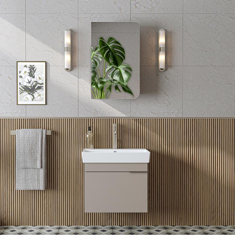 Mobile bagno sospeso lavabo specchio 60 cm tortora Mistral