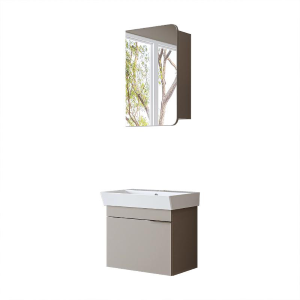 Mobile bagno sospeso lavabo specchio 60 cm tortora Mistral