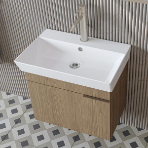 Mobile bagno sospeso lavabo specchio 60 cm rovere Mistral