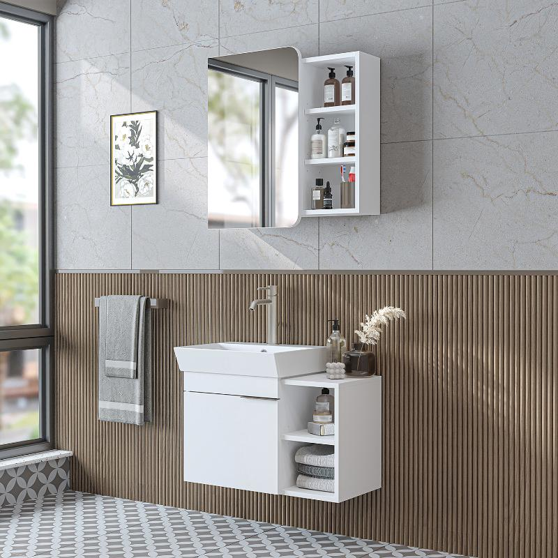 Mobile bagno sospeso lavabo specchio 72 cm bianco Mistral
