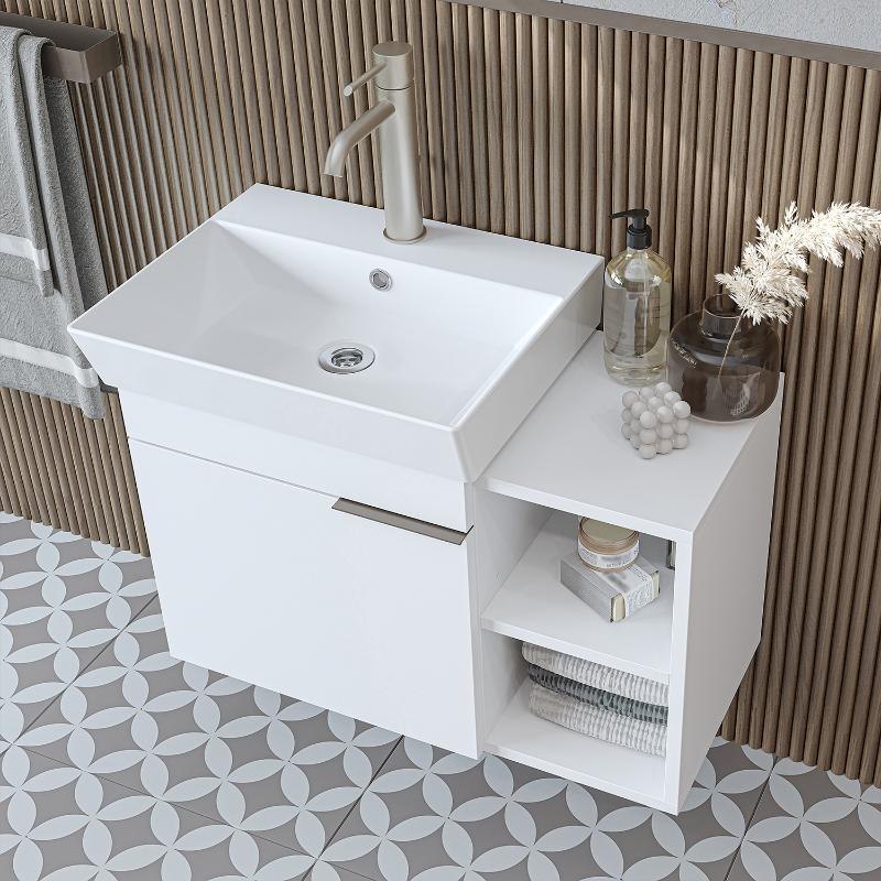 Mobile bagno sospeso lavabo specchio 72 cm bianco Mistral