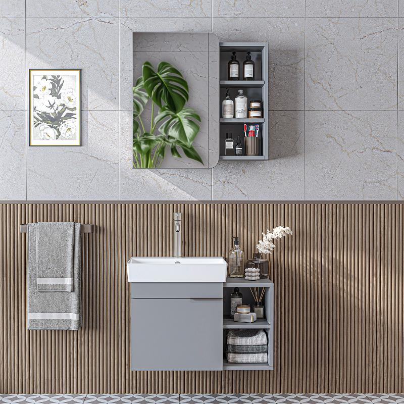 Mobile bagno sospeso lavabo specchio 72 cm grigio Mistral