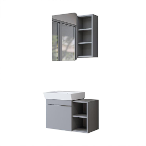 Mobile bagno sospeso lavabo specchio 72 cm grigio Mistral