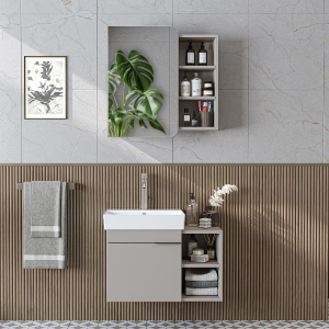 Mobile bagno sospeso lavabo specchio 72 cm tortora Mistral