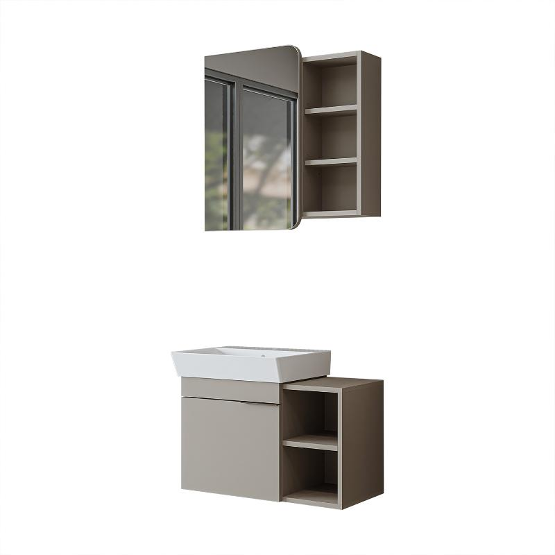 Mobile bagno sospeso lavabo specchio 72 cm tortora Mistral