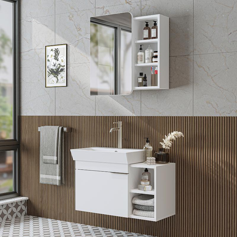 Mobile bagno sospeso lavabo specchio 82 cm bianco Mistral