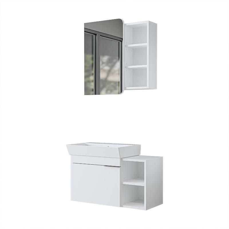 Mobile bagno sospeso lavabo specchio 82 cm bianco Mistral