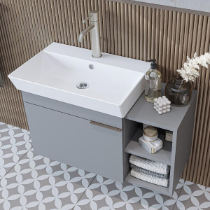 Mobile bagno sospeso lavabo specchio 82 cm grigio Mistral