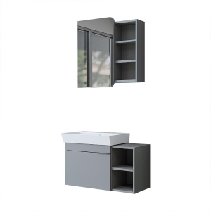 Mobile bagno sospeso lavabo specchio 82 cm grigio Mistral