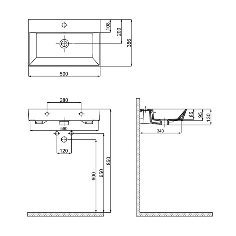 Mobile bagno sospeso lavabo specchio 82 cm grigio Mistral