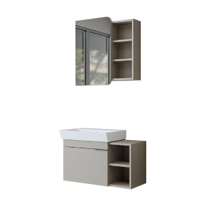 Mobile bagno sospeso lavabo specchio 82 cm tortora Mistral