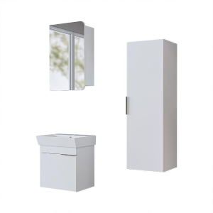 Mobile bagno sospeso lavabo specchio colonna 50 cm bianco Mistral