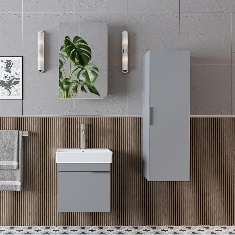 Mobile bagno sospeso lavabo specchio colonna 50 cm grigio Mistral
