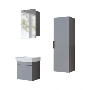 Mobile bagno sospeso lavabo specchio colonna 50 cm grigio Mistral