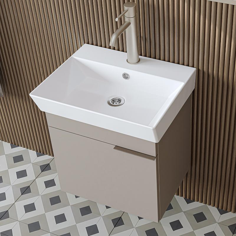 Mobile bagno sospeso lavabo specchio colonna 50 cm tortora Mistral