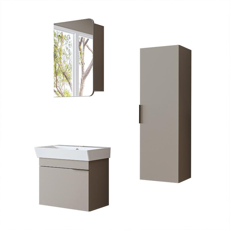 Mobile bagno sospeso lavabo specchio colonna 60 cm tortora Mistral