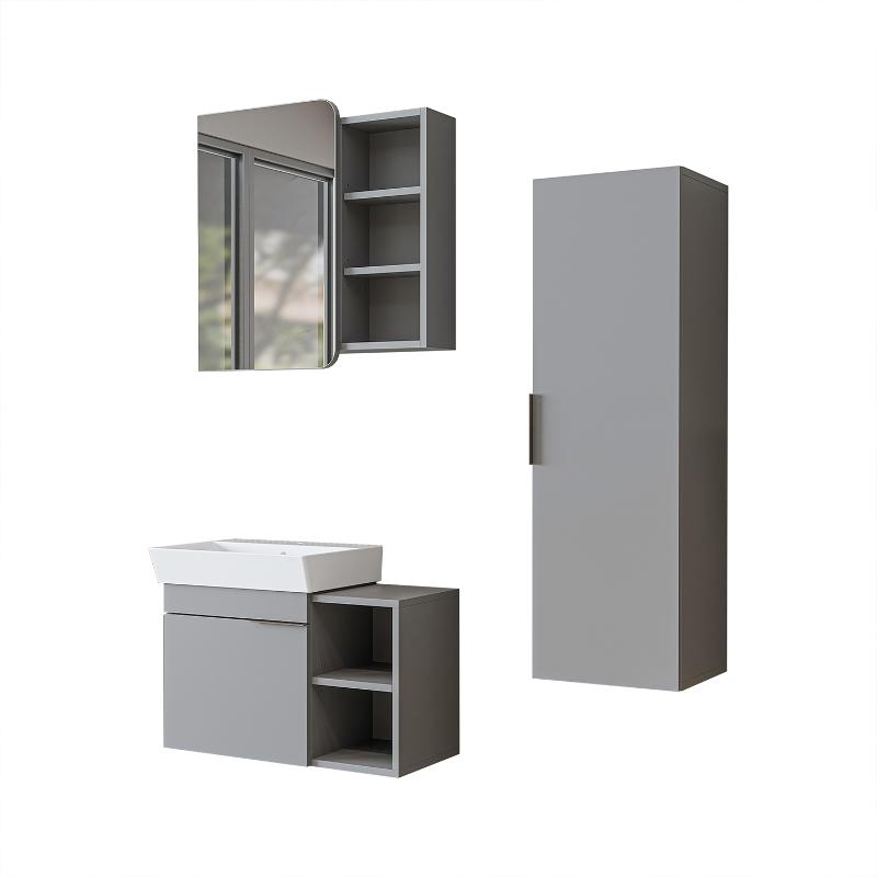 Mobile bagno sospeso lavabo specchio colonna 72 cm grigio Mistral