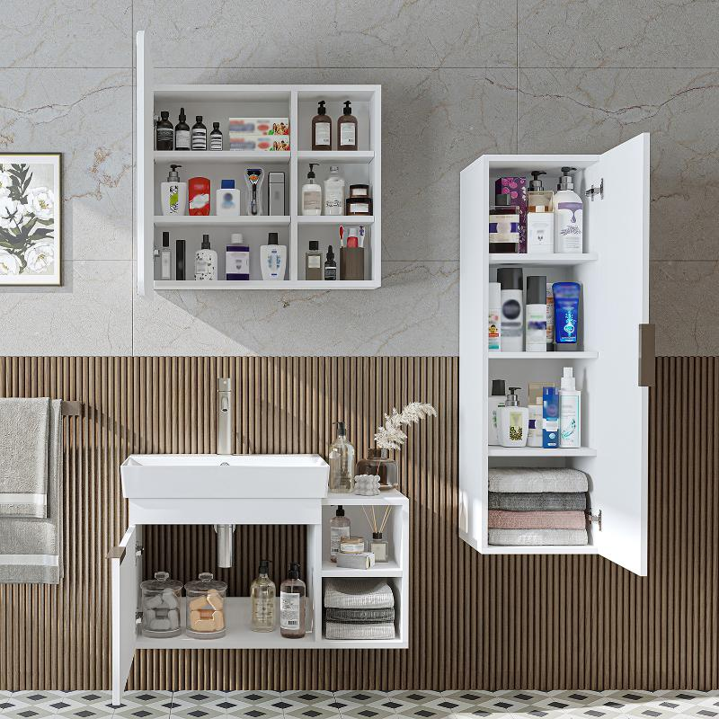 Mobile bagno sospeso lavabo specchio colonna 82 cm bianco Mistral