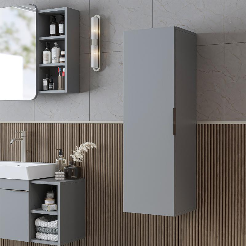 Colonna bagno sospesa 1 anta 35xH114 cm grigio Mistral