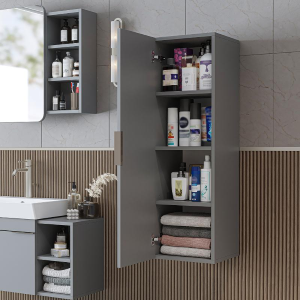 Colonna bagno sospesa 1 anta 35xH114 cm grigio Mistral