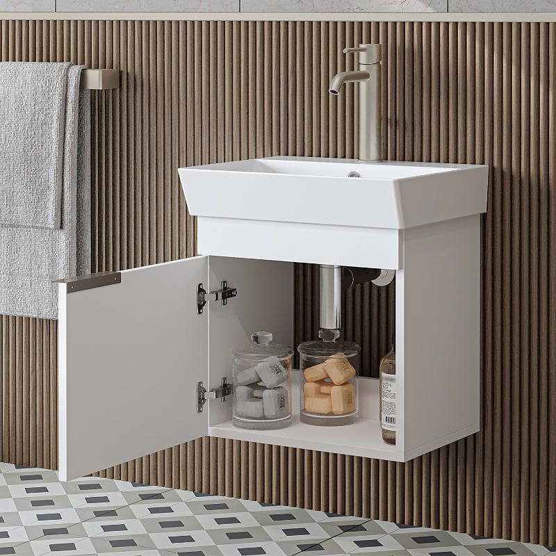 Mobile bagno sospeso lavabo 50 cm bianco Mistral