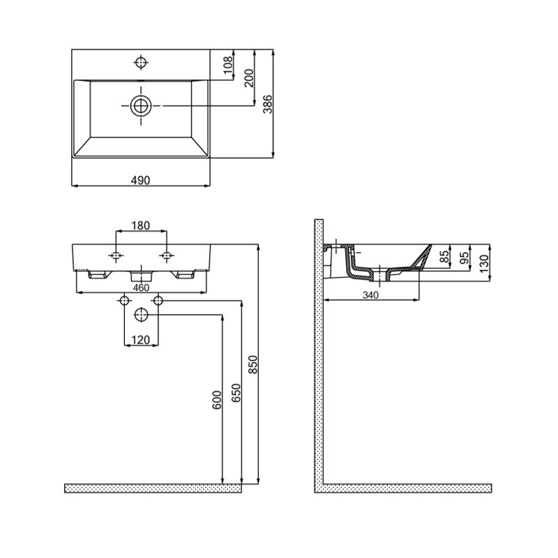 Mobile bagno sospeso lavabo 50 cm bianco Mistral
