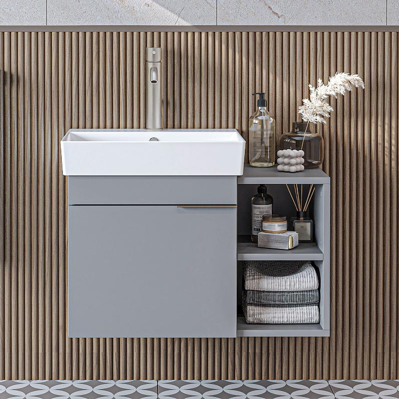 Mobile bagno sospeso lavabo 72 cm grigio Mistral