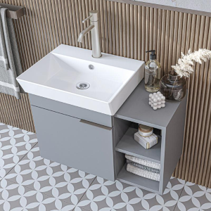 Mobile bagno sospeso lavabo 72 cm grigio Mistral
