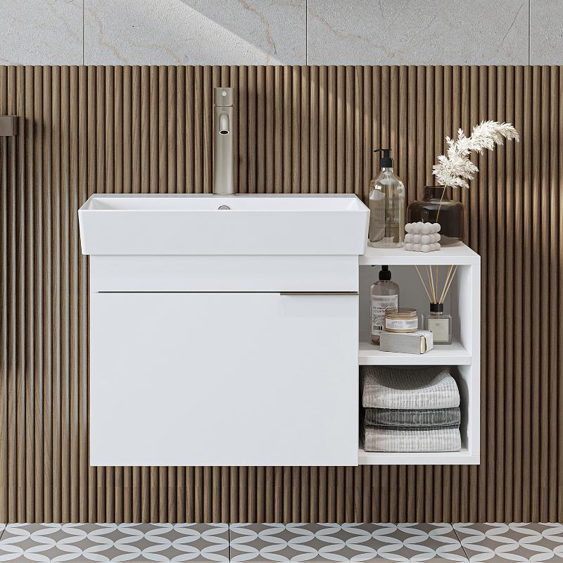 Mobile bagno sospeso lavabo 82 cm bianco Mistral