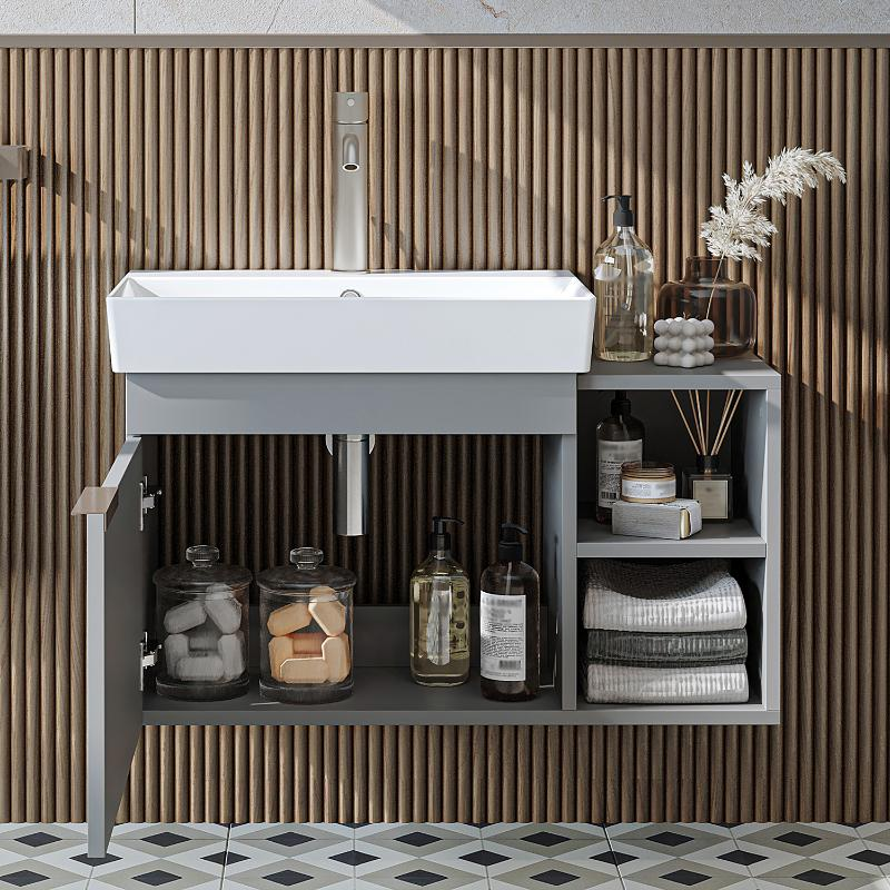 Mobile bagno sospeso lavabo 82 cm grigio Mistral