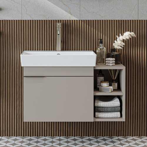 Mobile bagno sospeso lavabo 82 cm tortora Mistral