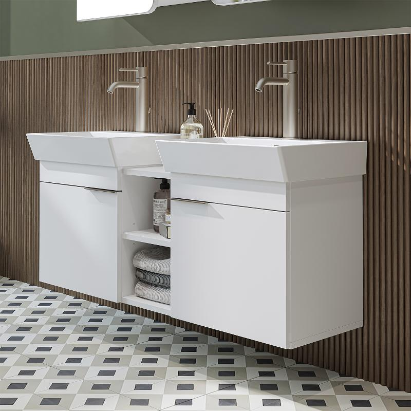 Mobile bagno sospeso doppio lavabo 120 cm bianco Mistral