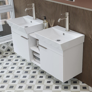 Mobile bagno sospeso doppio lavabo 120 cm bianco Mistral