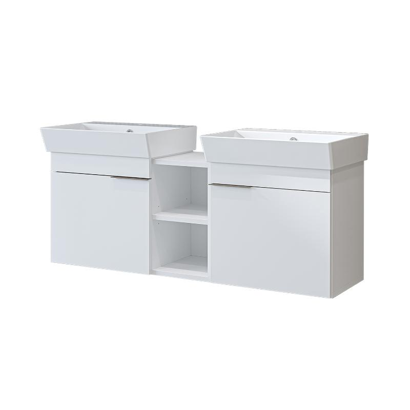Mobile bagno sospeso doppio lavabo 120 cm bianco Mistral