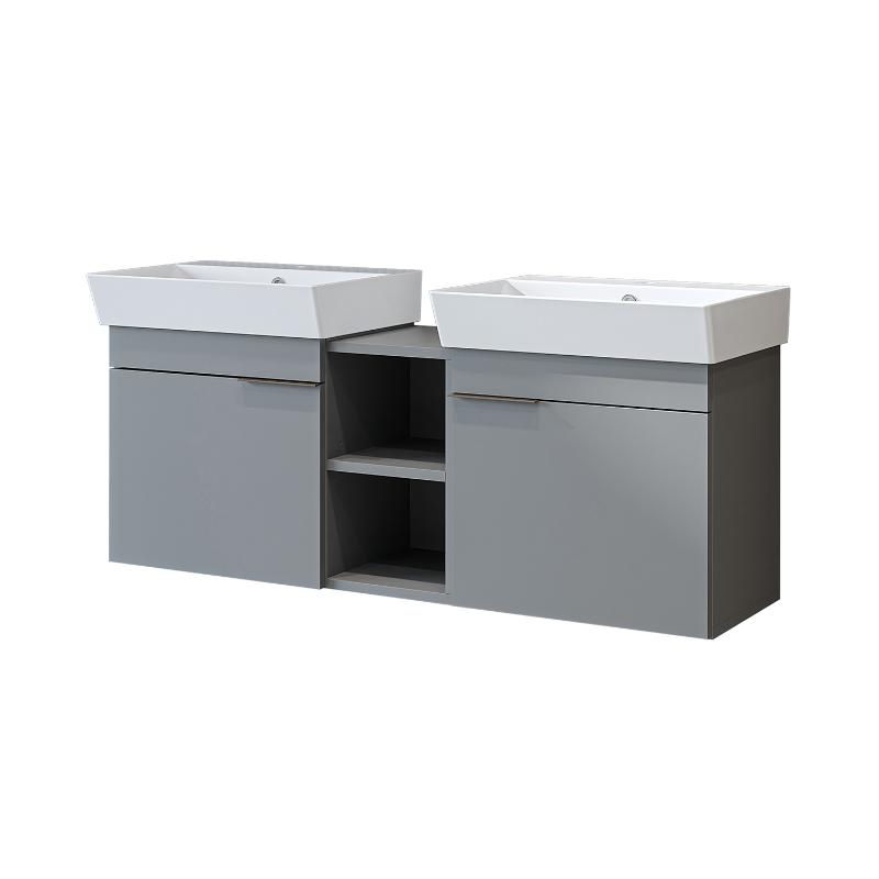 Mobile bagno sospeso doppio lavabo 120 cm grigio Mistral