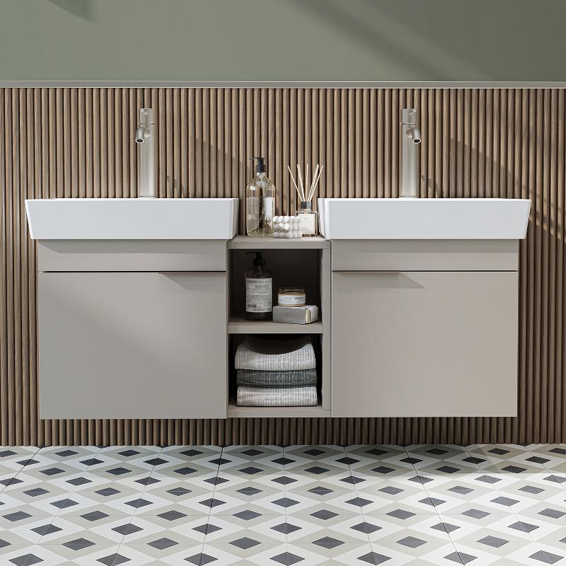 Mobile bagno sospeso doppio lavabo 120 cm tortora Mistral
