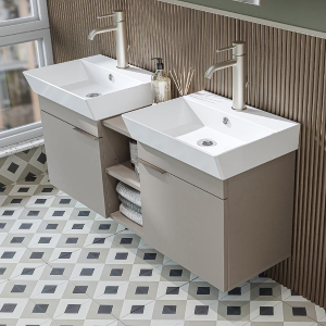 Mobile bagno sospeso doppio lavabo 120 cm tortora Mistral